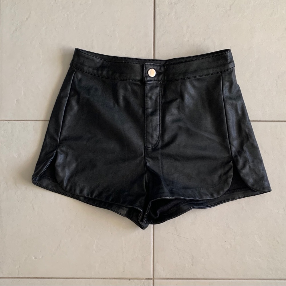 Faux leather shorts